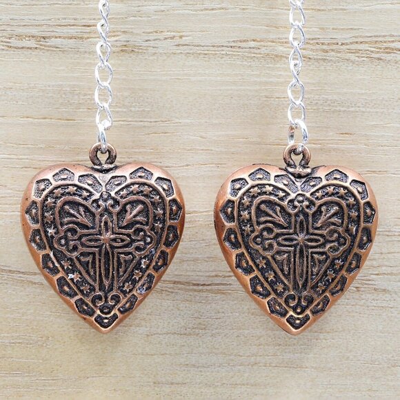 Filigree Heart Drop Earrings - Picture 1 of 5